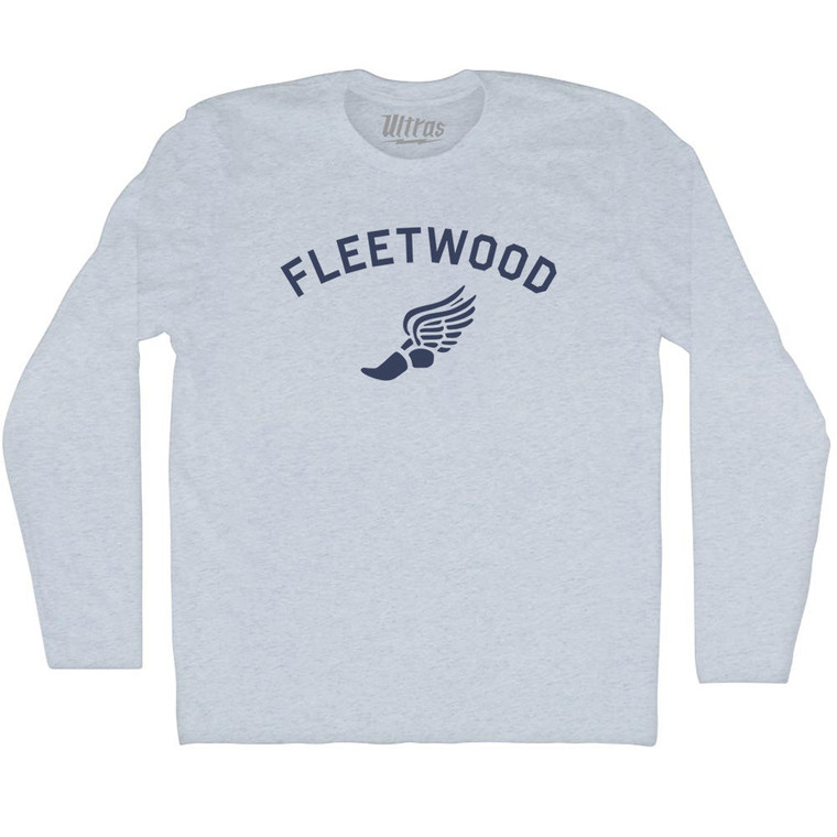 Fleetwood Running Track Winged Foot-Adult Tri-Blend Long Sleeve T-shirt - Athletic White
