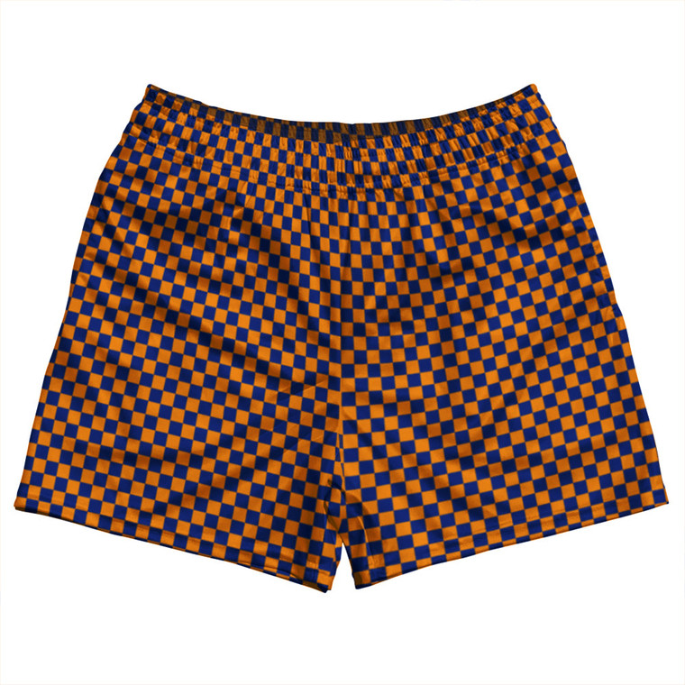 Checkerboard Half Inch Blue Royal and Tennessee Orange Rugby Shorts Made In USA