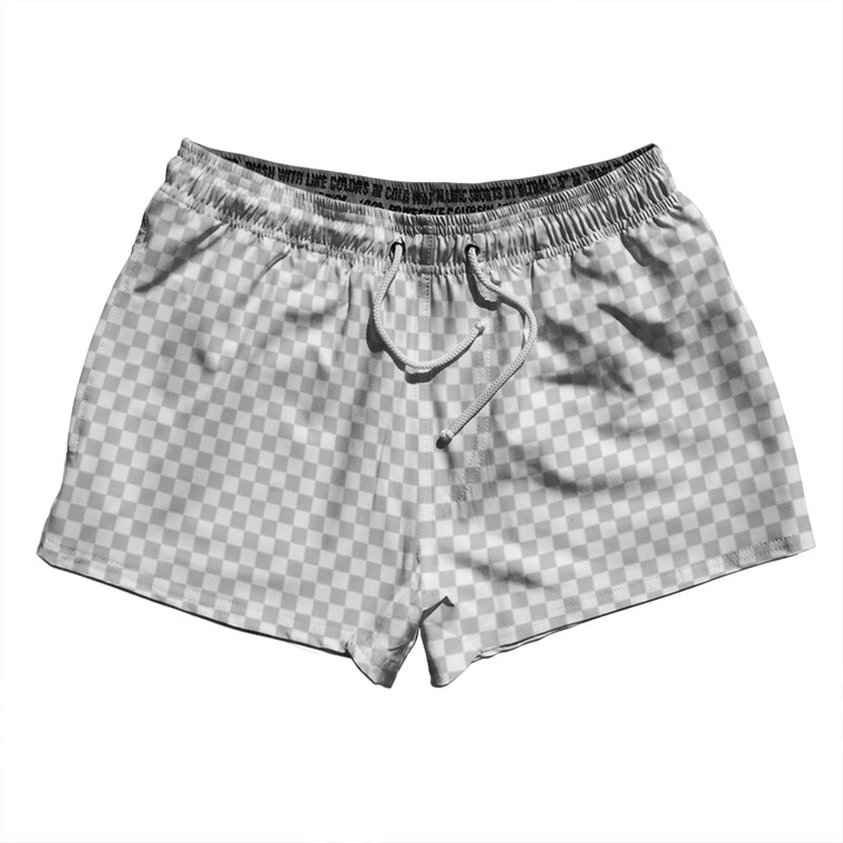 Checkerboard Half Inch Grey Medium and White 2.5" Swim Shorts Made in USA