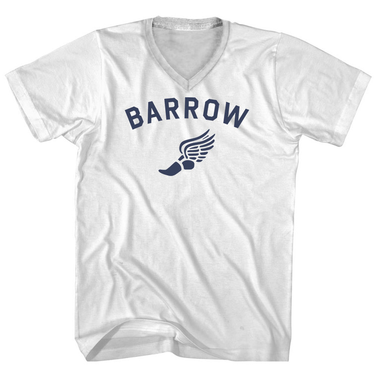 Barrow Running Track Winged Foot Adult Cotton V-neck T-shirt - White