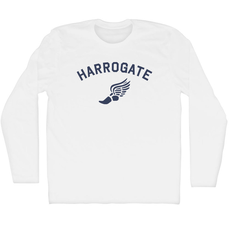 Harrogate Running Track Winged Foot Adult Cotton Long Sleeve T-shirt - White