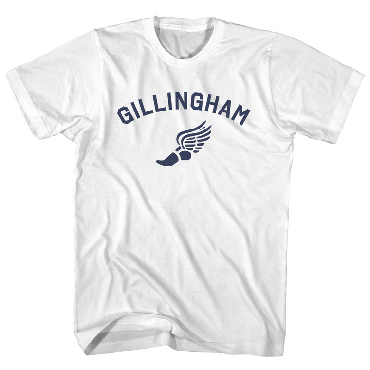 Gillingham Running Track Winged Foot Womens Cotton Junior Cut T-Shirt - White