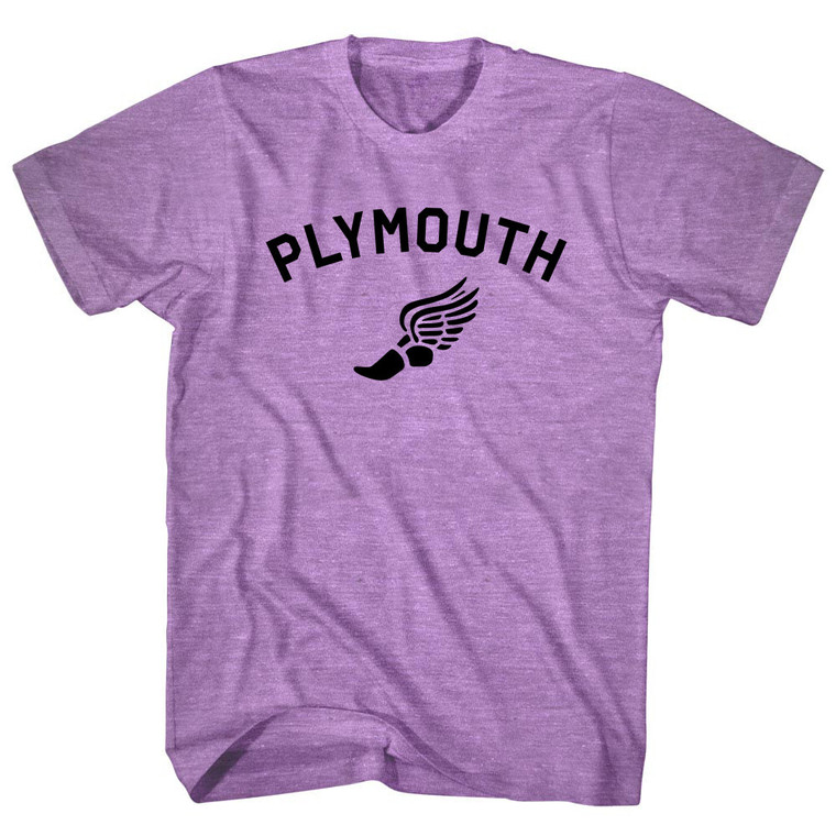 Plymouth Running Track Winged Foot Adult Tri-Blend T-shirt - Athletic Purple Plymouth Running Track Winged Foot Adult Tri-Blend T-shirt - Athletic Purple