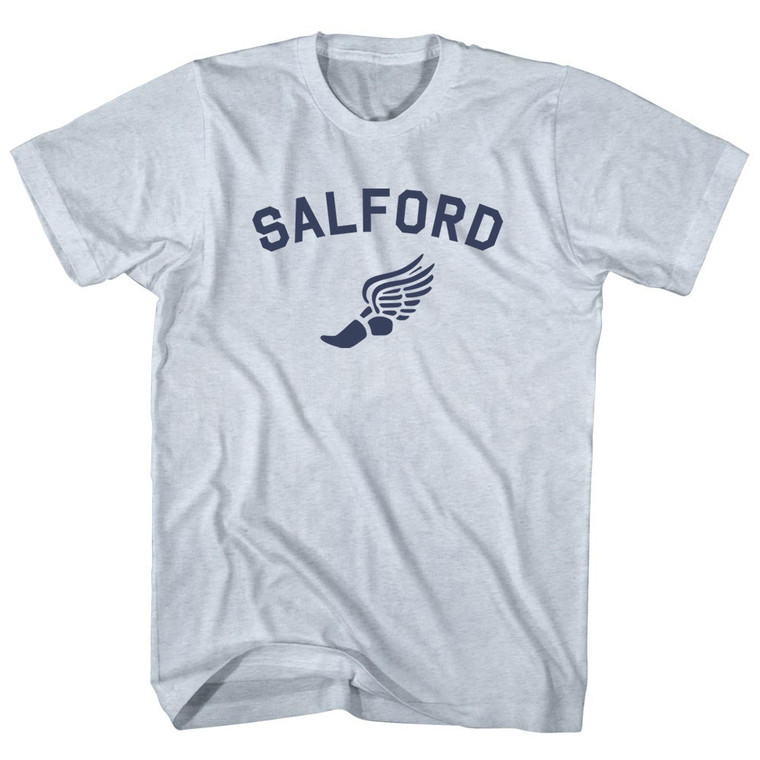 Salford Running Track Winged Foot Adult Tri-Blend T-shirt - Athletic White