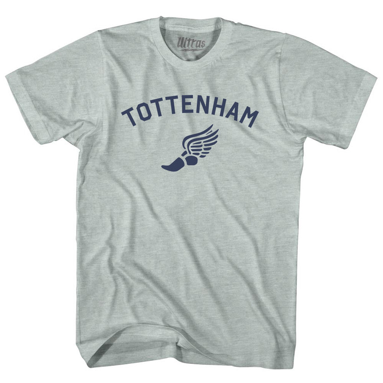 Tottenham Running Track Winged Foot Adult Tri-Blend T-shirt - Athletic Cool Grey