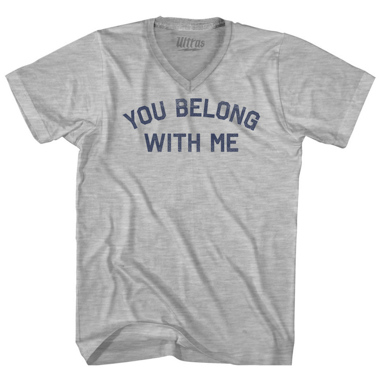 You Belong With Me Adult Cotton V-neck T-shirt - Grey Heather
