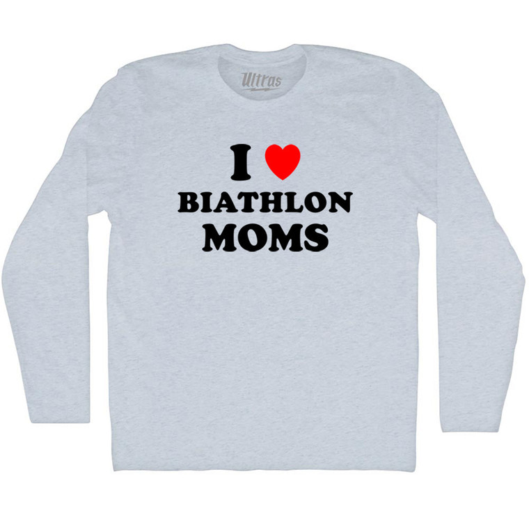 I Love Biathlon Moms Adult Tri-Blend Long Sleeve T-shirt - Athletic White