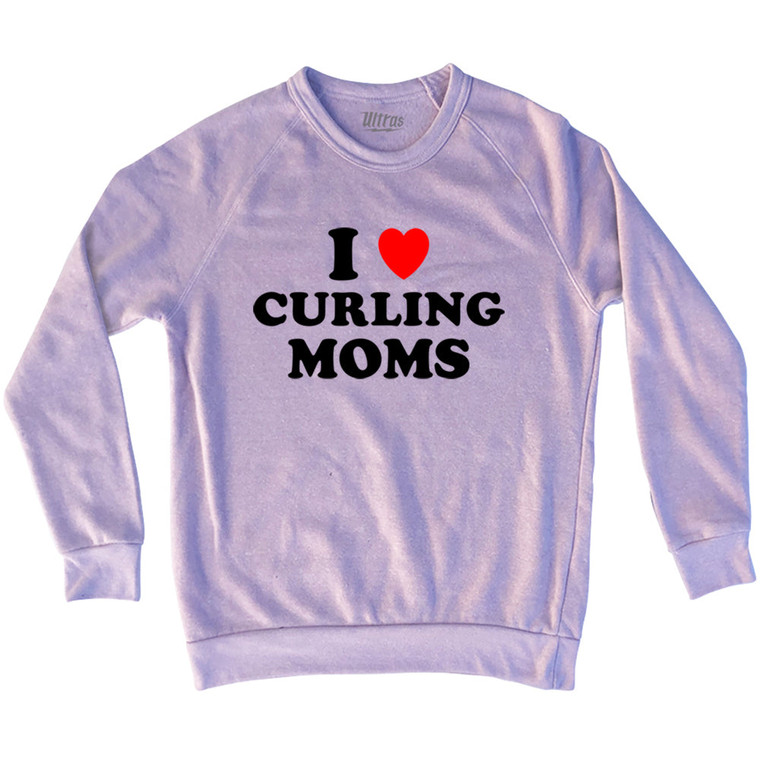 I Love Curling Moms Adult Tri-Blend Sweatshirt - Pink