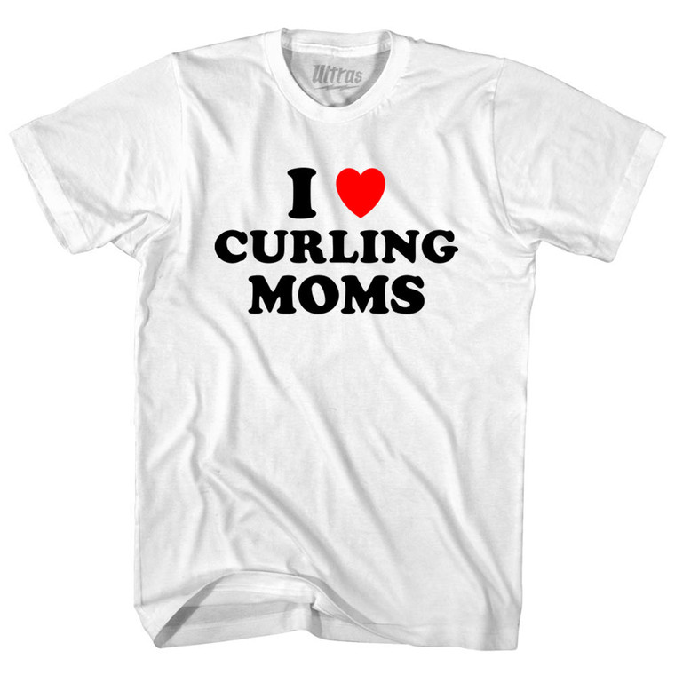 I Love Curling Moms Adult Cotton T-shirt - White