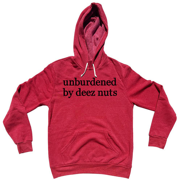 Unburdened By Deez Nuts Rage Font Tri-Blend Hoodie - Red