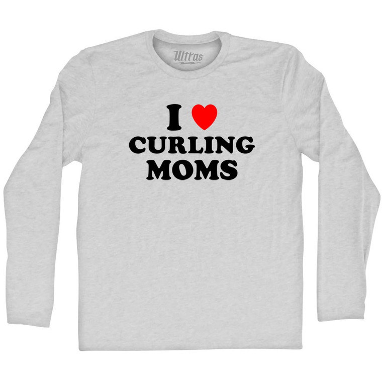 I Love Curling Moms Adult Cotton Long Sleeve T-shirt - Grey Heather