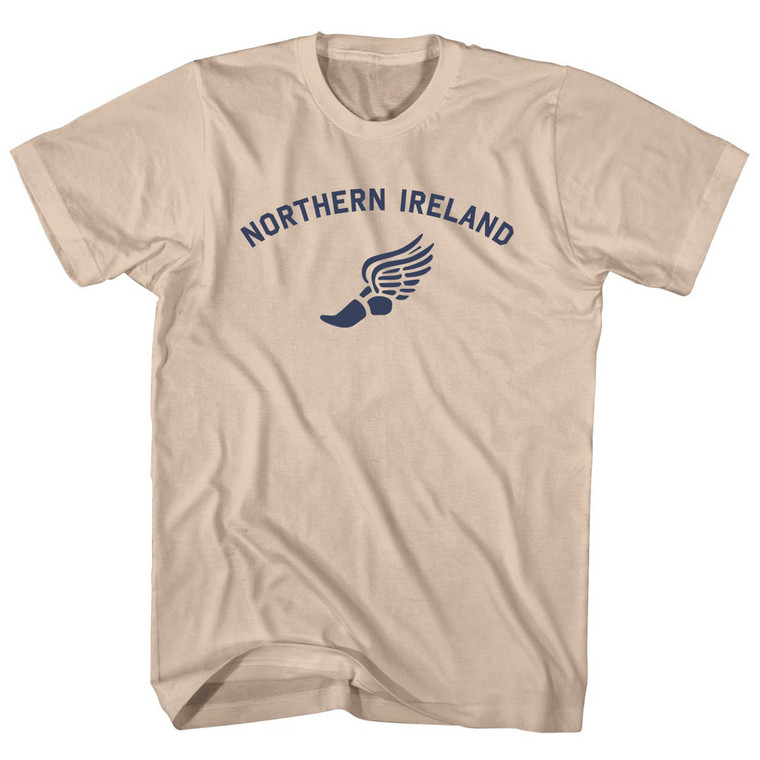 Northern Ireland Running Track Winged Foot Adult Cotton T-shirt - Creme