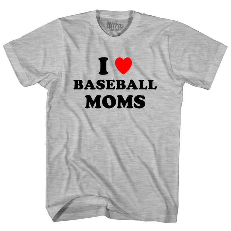 I Love Baseball Moms Youth Cotton T-shirt - Grey Heather