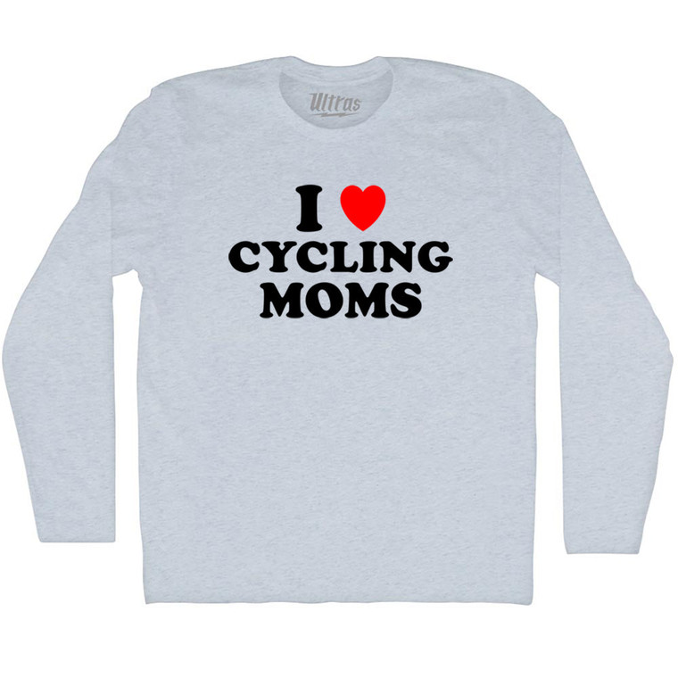 I Love Cycling Moms Adult Tri-Blend Long Sleeve T-shirt - Athletic White