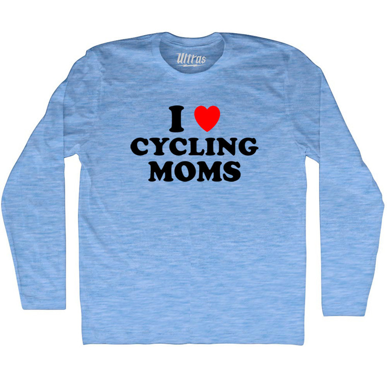 I Love Cycling Moms Adult Tri-Blend Long Sleeve T-shirt - Athletic Blue
