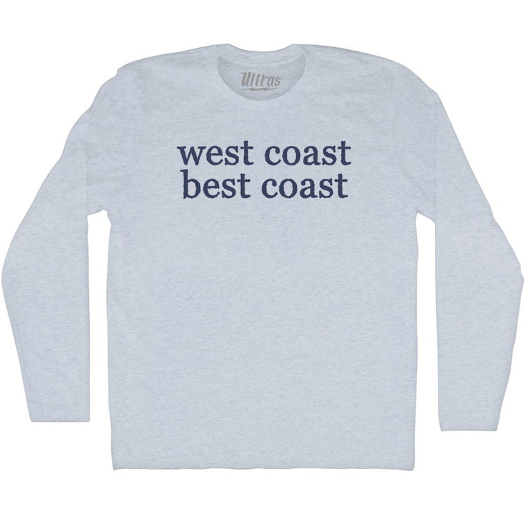 West Coast Best Coast Rage Font Adult Tri-Blend Long Sleeve T-shirt - Athletic White