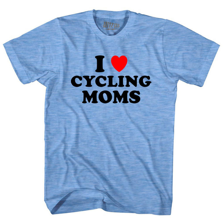 I Love Cycling Moms Adult Tri-Blend T-shirt - Athletic Blue
