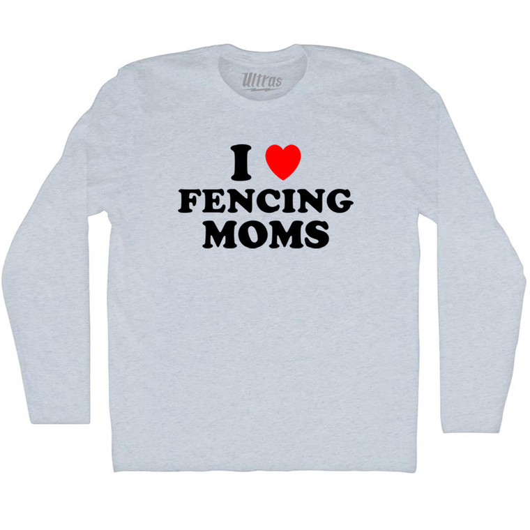 I Love Fencing Moms Adult Tri-Blend Long Sleeve T-shirt - Athletic White