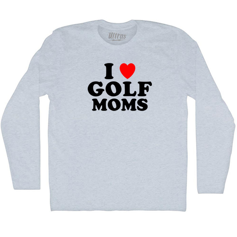 I Love Golf Moms Adult Tri-Blend Long Sleeve T-shirt - Athletic White