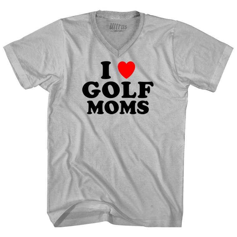 I Love Golf Moms Adult Tri-Blend V-neck T-shirt - Cool Grey