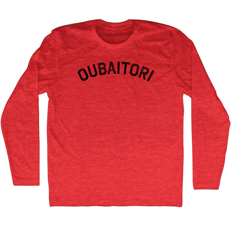 Oubaitori Adult Tri-Blend Long Sleeve T-shirt - Athletic Red
