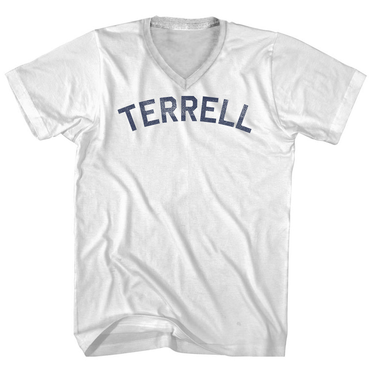 Terrell Adult Cotton V-neck T-shirt - White