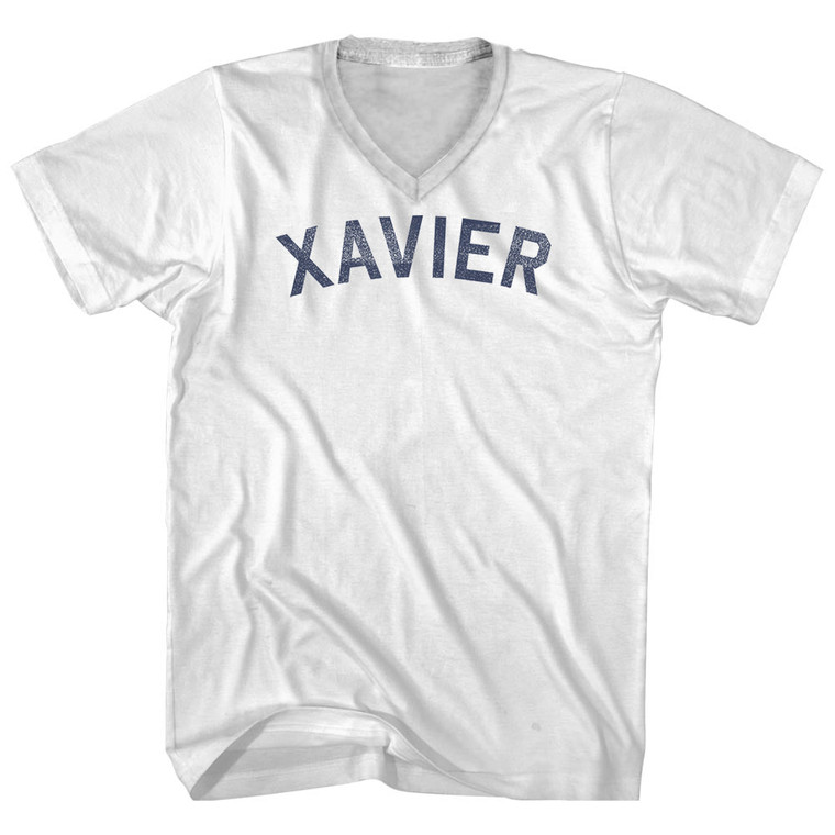 Xavier Adult Cotton V-neck T-shirt - White