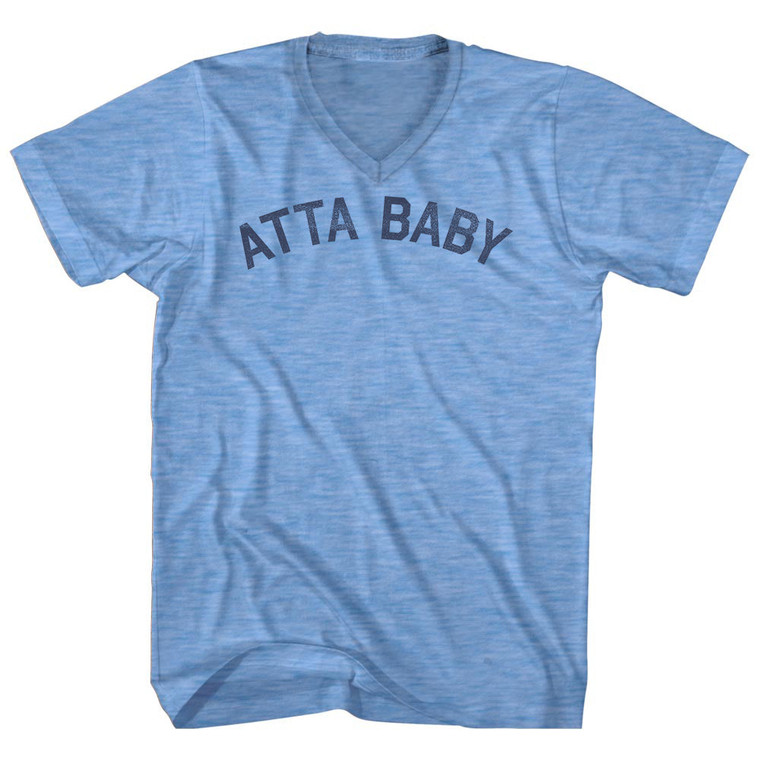 Atta Baby Adult Tri-Blend V-neck T-shirt - Athletic Blue