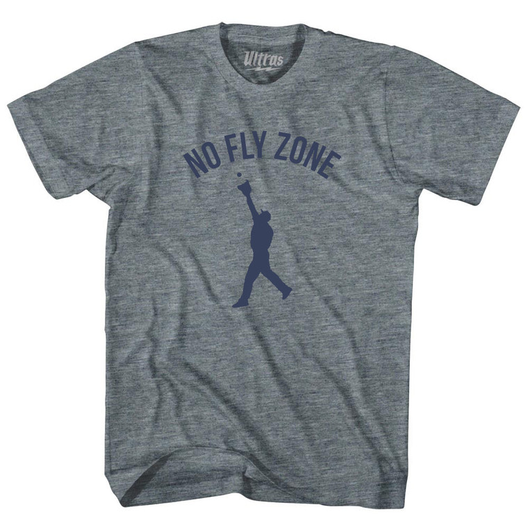 No Fly Zone Outfield Baseball Catch Youth Tri-Blend T-shirt - Athletic Grey