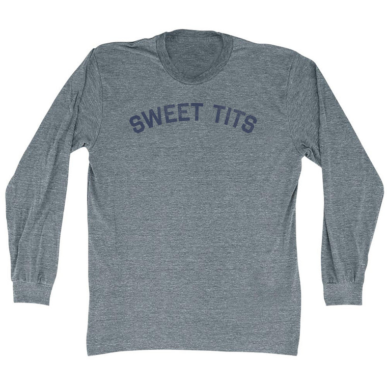 Sweet Tits Adult Tri-Blend Long Sleeve T-shirt - Athletic Grey