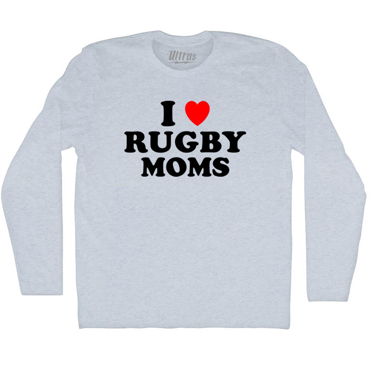 I Love Rugby Moms Adult Tri-Blend Long Sleeve T-shirt - Athletic White