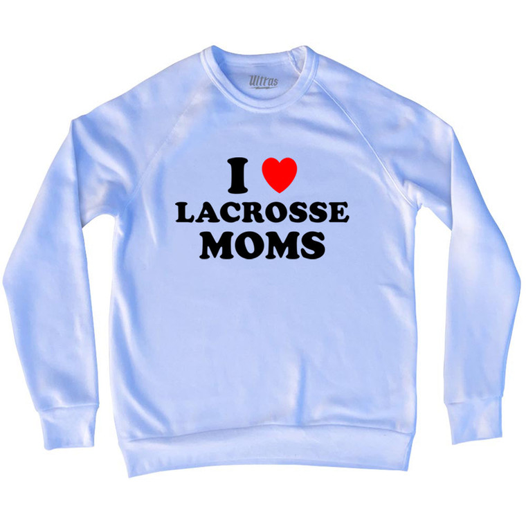 I Love Lacrosse Moms Adult Tri-Blend Sweatshirt - White