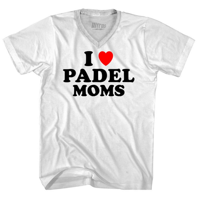 I Love Padel Moms Adult Tri-Blend V-neck T-shirt - White