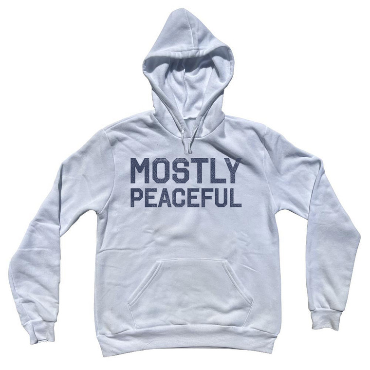 Mostly Peaceful Adult Cotton Hoodie - White