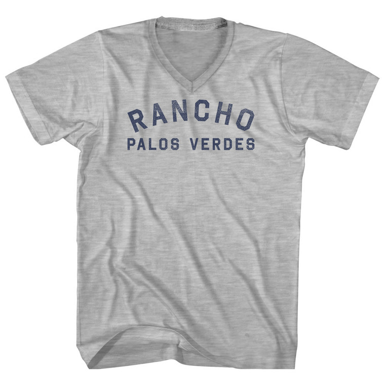 Rancho Palos Verdes Adult Cotton V-Neck T-Shirt - Grey Heather