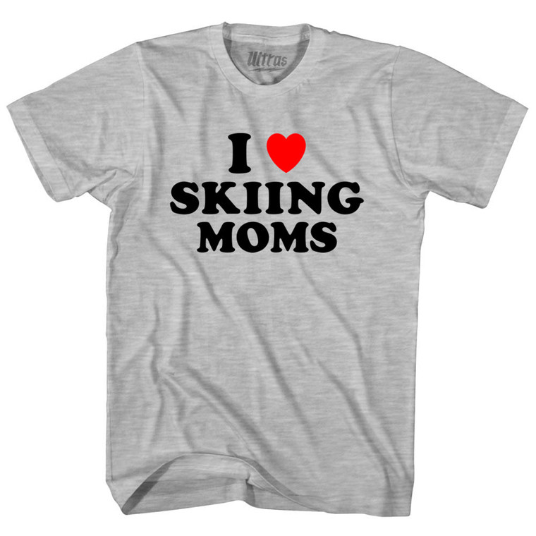 I Love Skiing Moms Adult Cotton T-shirt - Grey Heather