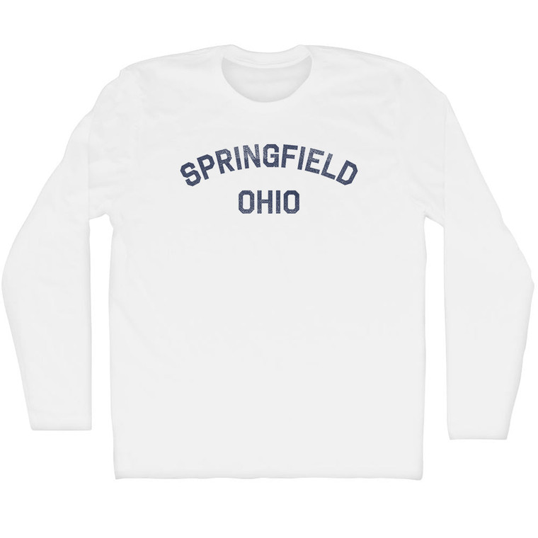 Springfield Ohio Adult Cotton Long Sleeve T-Shirt - White