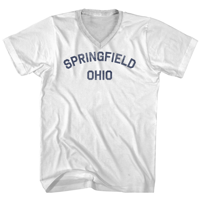 Springfield Ohio Adult Cotton V-Neck T-Shirt - White