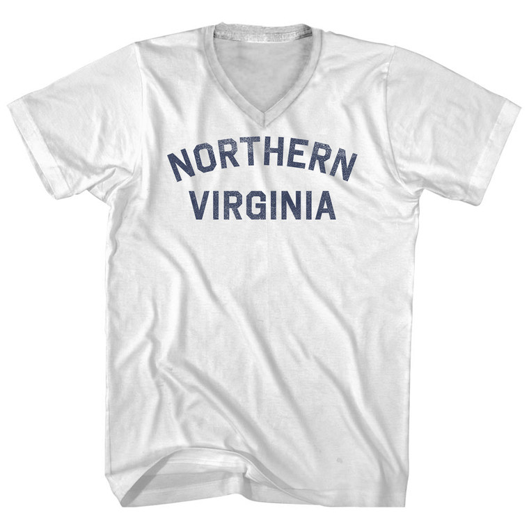 Northern Virginia Adult Cotton V-neck T-shirt - White
