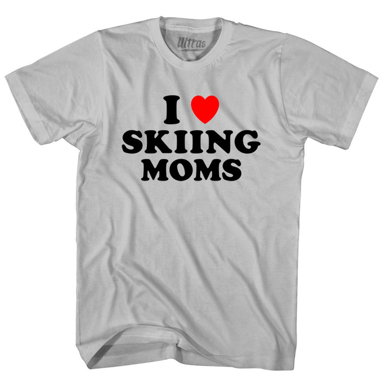 I Love Skiing Moms Adult Cotton T-shirt - Cool Grey