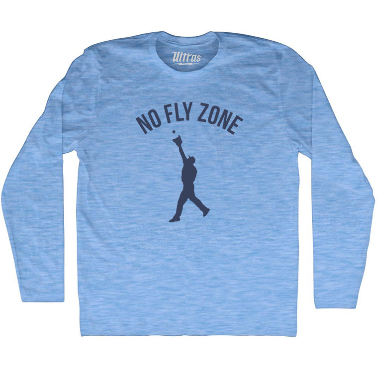 No Fly Zone Outfield Baseball Catch Adult Tri-Blend Long Sleeve T-shirt - Athletic Blue No Fly Zone Outfield Baseball Catch Adult Tri-Blend Long Sleeve T-shirt - Athletic Blue