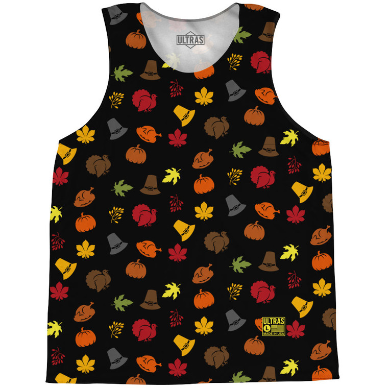 Thanksgiving All Over Pattern Basketball Singlets - Black