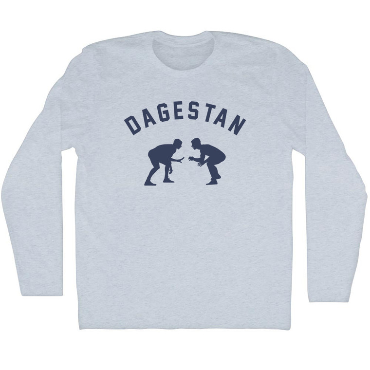 DAGESTAN Team Wrestling Adult Tri-Blend Long Sleeve T-shirt - Athletic White