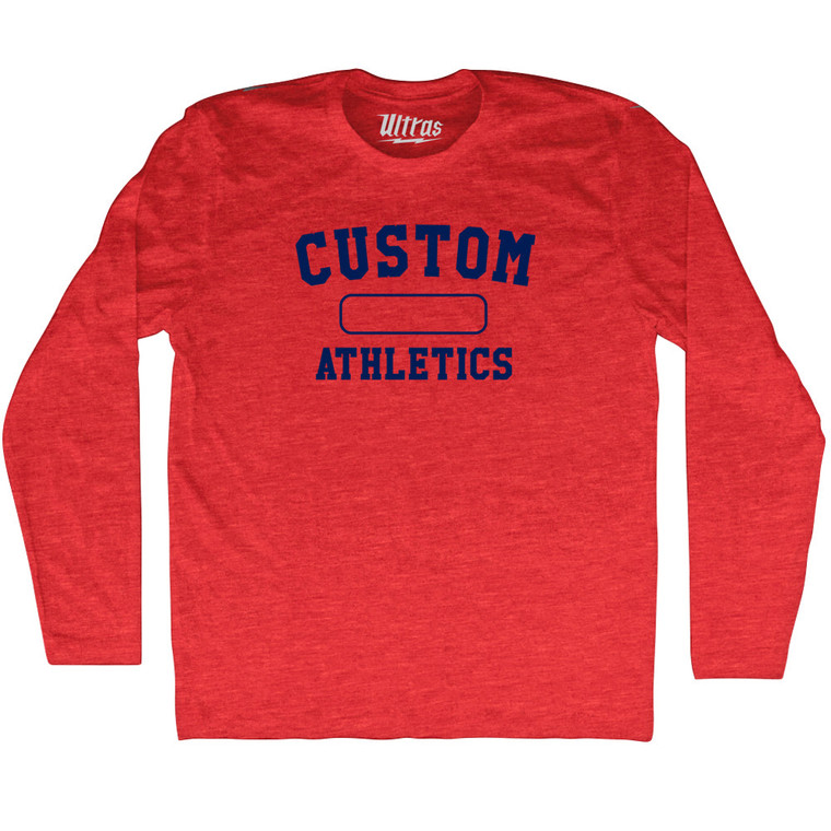 Custom Bubble The Athletics Adult Tri-Blend Long Sleeve T-shirt - Athletic Red