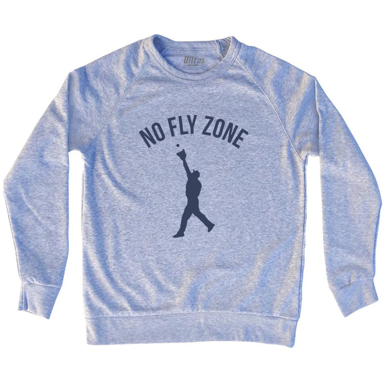 No Fly Zone Outfield Baseball Catch Adult Tri-Blend Sweatshirt - Grey Heather