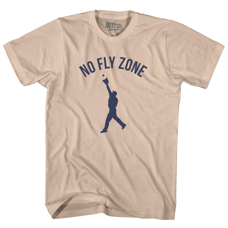 No Fly Zone Outfield Baseball Catch Adult Cotton T-shirt - Creme