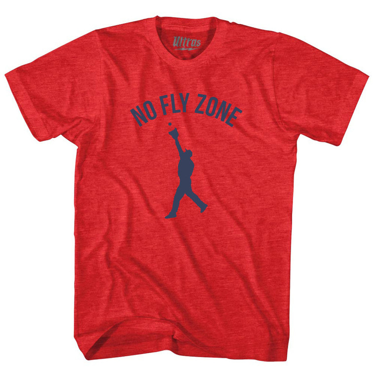 No Fly Zone Outfield Baseball Catch Adult Tri-Blend T-shirt - Athletic Red