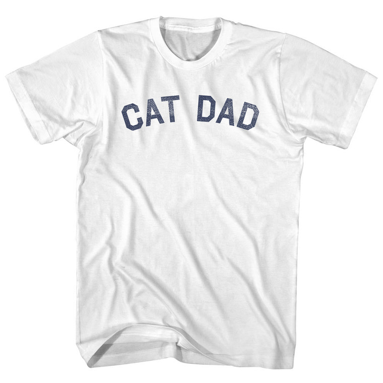 Cat Dad Adult Cotton T-Shirt - White