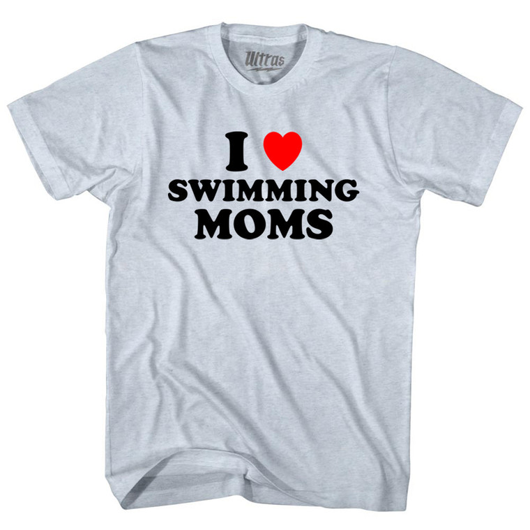 I Love Swimming Moms Adult Tri-Blend T-shirt - Athletic White