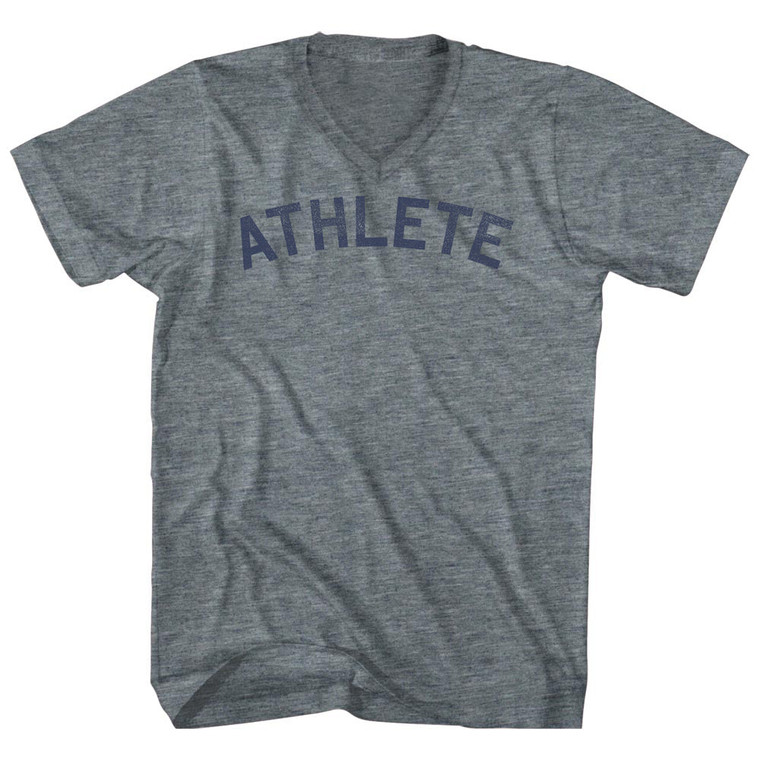 Athlete Tri-Blend V-Neck Womens Junior Cut T-Shirt - Athletic Grey